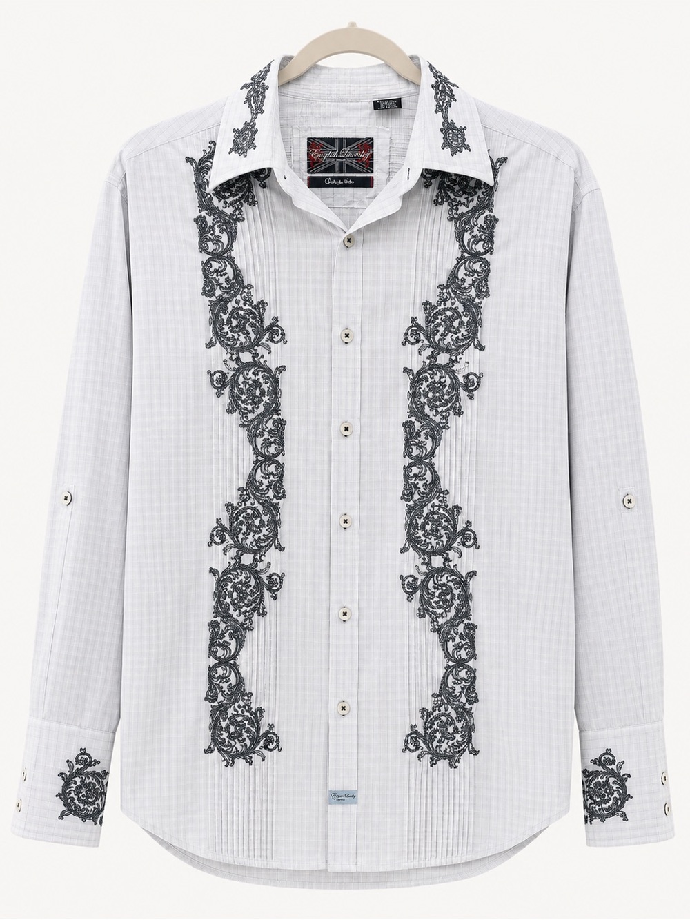English Laundry Christopher Wicks XL Embroidered Button Down Shirt Y2K